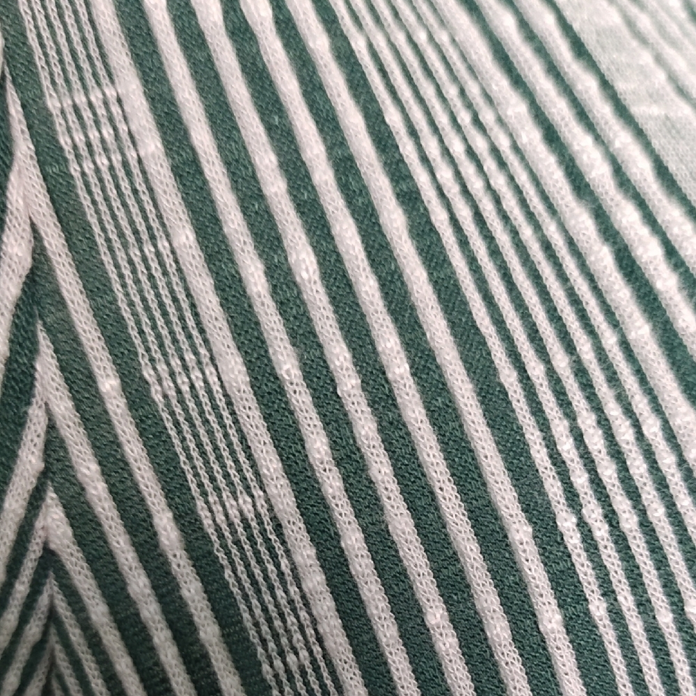 Women's Short Sleeve V-Neck Striped Tee - Green & White - Picture 4 of 5